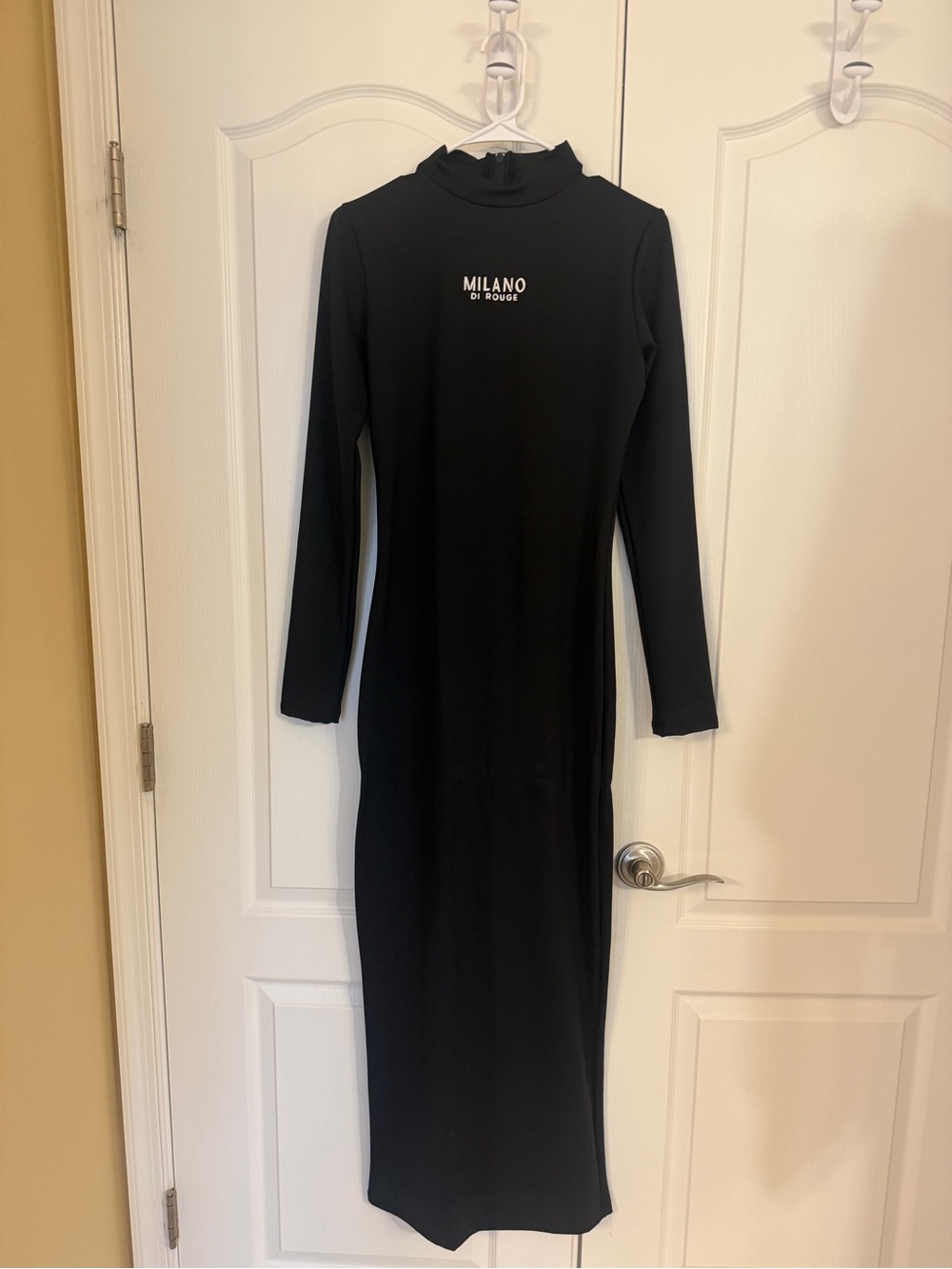 Milano Di Rouge Black Long Sleeve Mock Neck bodycon Dress